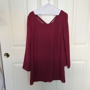 Burgundy bell sleeve dress
